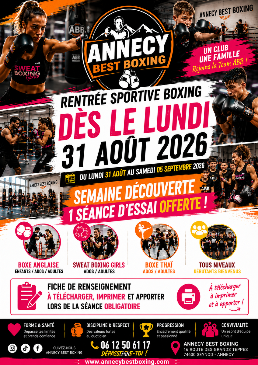 c'est la rentrée sportive lundi 31 Aout au samedi 05 septembre 2026