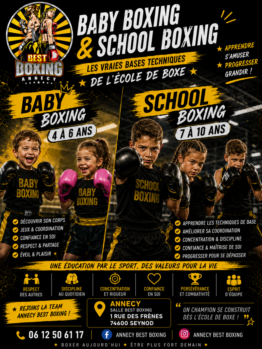 NOUVEAU ! Baby Boxing de 3 à 6 ans / School Boxing de 7 à 10 ans